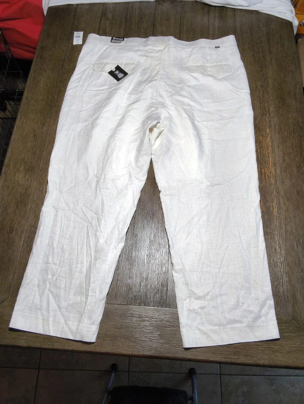 Stacy Adams Men's Linen Stretch Dress Pants White Wrinkle Resistant Size 46